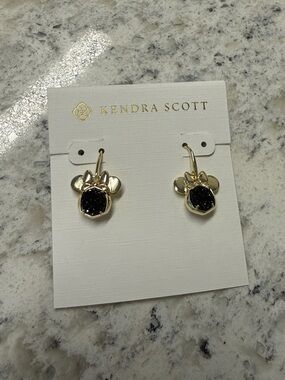Kendra Scott Gold-tone Minnie Mouse Bow Earrings with Black Druzy